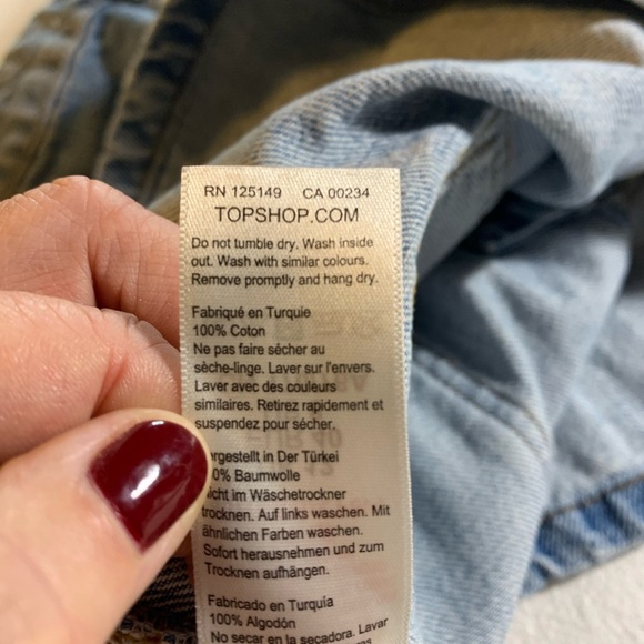 Top Shop denim skirt VINTAGE Y2K Button fly 4 pockets mini size 8 - Picture 8 of 8